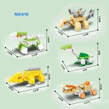 Small Particle Dinosaur Building Blocks, Multiple Random Options, Set Of Multiple Dinosaur Blocks, Various Colors Available, Miniature Creative Blocks With Multiple Dinosaur Figures - Multicolor - View 3