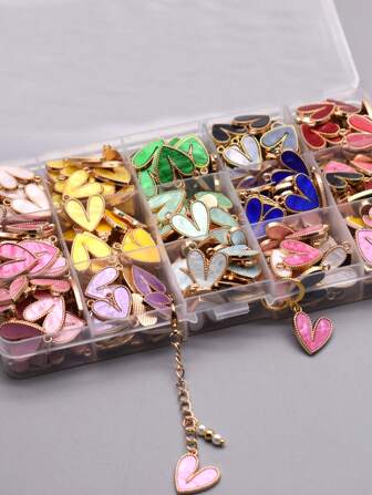 20pcs A Bag 16x19mm Resin Alloy Heart Charms For DIY Accessories Earring Necklace Making Valentines
