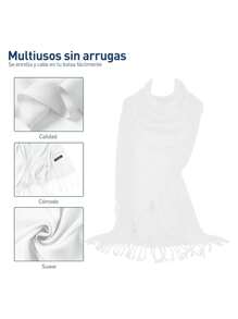 Bluelander Thick Winter Pashmina With Tassels, Windproof, And Fully Adjustable - White - View 3