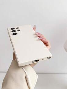 Iphone 16 1pc Plain Silicone Phone Case With Lanyard Compatible With Samsung And Apple Phones - Beige - View 2