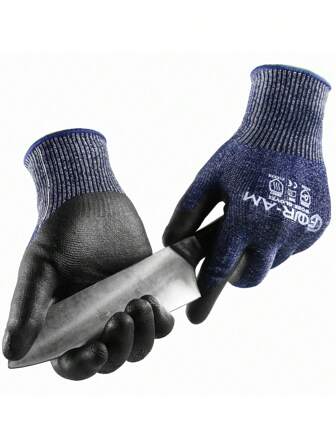 FOUR-AM 1/3pairs Level 5 Cut Resistant Gloves Firm Non-Slip Grip; Thin & Lightweight; Durable & Foam Coated; Touchscreen Compatible; 3D-Comfort Fit Cut Proof Work Gloves