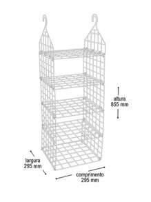 5-Tier Folding Plastic Hanging Organizer With Vertical Mesh - Black - View 5