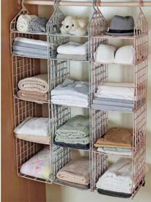 5-Tier Folding Plastic Hanging Organizer With Vertical Mesh - Black - View 8