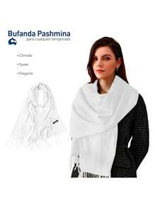 Bluelander Thick Winter Pashmina With Tassels, Windproof, And Fully Adjustable - White - View 2