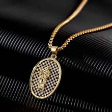 1個18k金電鍍無性別運動嬉哈風格鑲嵌石墨烯中的聖猶大,聖猶大,聖本篤獎章項鏈,24英寸盒鏈,萬聖節,聖誕節,感恩節完美禮物