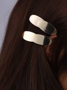 2pcs Metallic Drawbench Effect Hairpins For Women - Gold - View 5