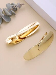 2pcs Metallic Drawbench Effect Hairpins For Women - Gold - View 3