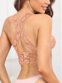 Cross Back Lace Bralette, 1pc - Baby Pink - View 6
