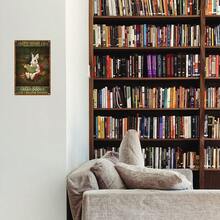 1入讀書兔金屬錫牌裝飾鐵製裝飾畫,適用於家居裝飾、廚房、浴室、臥室、花園、咖啡館、酒吧、室外牆壁復古藝術海報