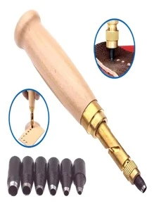 Vazador Furador Perfurador Manual Rotativo 6 Medidas Couro - Caramelo - Visão 1