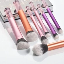 专业化妆刷套装，粉色透明手柄，7支装，包含散粉刷、腮红刷、修容刷、眼影刷、高光刷，美妆工具，化妆刷套装，化妆刷套装，化妆刷套装，全套化妆刷，化妆刷套装，全套化妆工具，化妆刷套装，化妆刷套装，化妆礼盒套装
