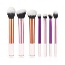 专业化妆刷套装，粉色透明手柄，7支装，包含散粉刷、腮红刷、修容刷、眼影刷、高光刷，美妆工具，化妆刷套装，化妆刷套装，化妆刷套装，全套化妆刷，化妆刷套装，全套化妆工具，化妆刷套装，化妆刷套装，化妆礼盒套装