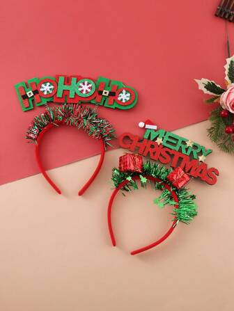 2 piezas de diademas con temática navideña, una con árbol de Navidad y otra con pierna de Papá Noel, decoración divertida para fiestas festivas y fiestas de maquillaje y baile, diadema para el cabello para mujeres