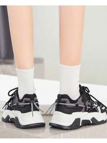 Tennis para mujer de plataforma cómodos negro o blanco - Negro - Ver 3