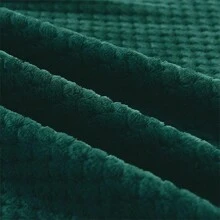 菱格紋紋理加大披肩,超級柔軟保暖抱枕,適用於沙發、床和露營野餐戶外毛毯（綠色）1個 - 墨綠色 - 查看 6