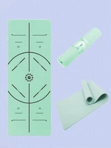 Women's Home Dance Tpe Anti-slip Yoga Mat With Position Line - Green - View 3