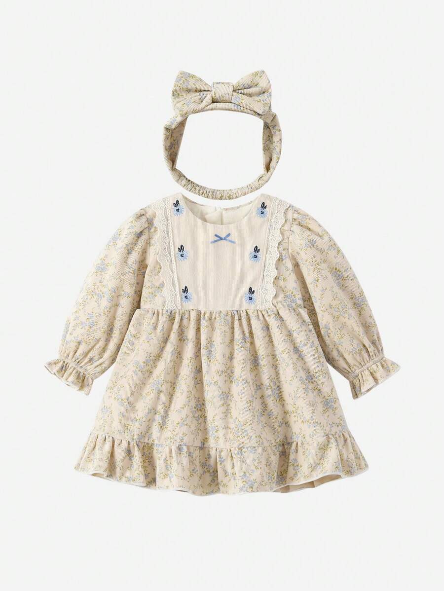 甜美時尚的女孩花卉公主裙