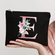 女士粉色e字母旅行化妝包,拉鍊化妝袋,伴娘手拿包,單身派對禮物