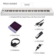 Sonart 88-Key Full Size Digital Piano Weighted Keyboard w / Sustain Pedal White/Black - 白色 - 查看 11