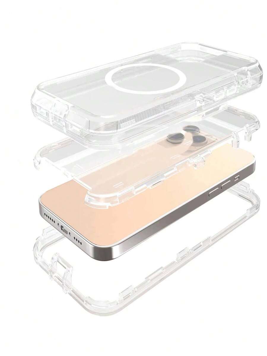 Apple Heavy Duty Anti-Shock Hybrid Magnetic Adsorption Phone Case - Clear - View 1