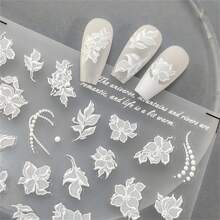 1 件 5D 浮雕指甲贴纸花朵指甲贴花夏季美甲贴纸 DIY 设计装饰配件饰品