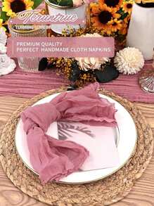 6pcs Cheese Cloth Napkins, Dinner Party Wedding Decor, Crinkled Table Linens With Sage Green For Rustic Decoration, Suitable For Wedding Reception Party - Hot Pink - View 7