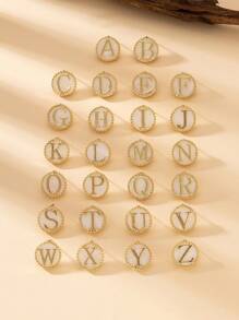 1 Par De Aretes Geométricos De Círculos Minimalistas Con Las 26 Letras Inglesas Para Mujer, Regalo De Cumpleaños