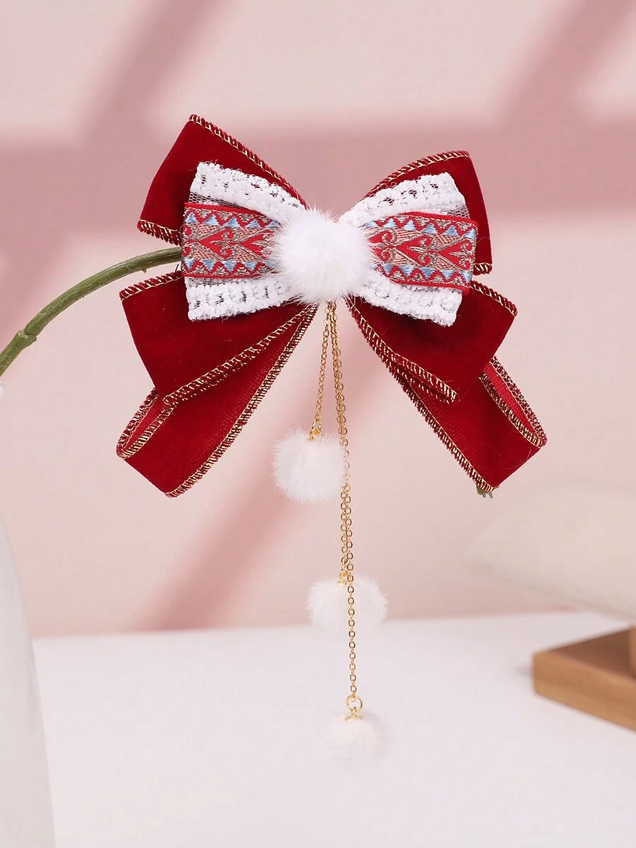 1 Miếng Của phụ nữ Đáng yêu Tua Phong cách Trung Quốc Năm mới Lễ ăn mừng Đỏ  Phụ kiện tóc Đồ trang trí Kẹp tóc - Đỏ - Xem 1