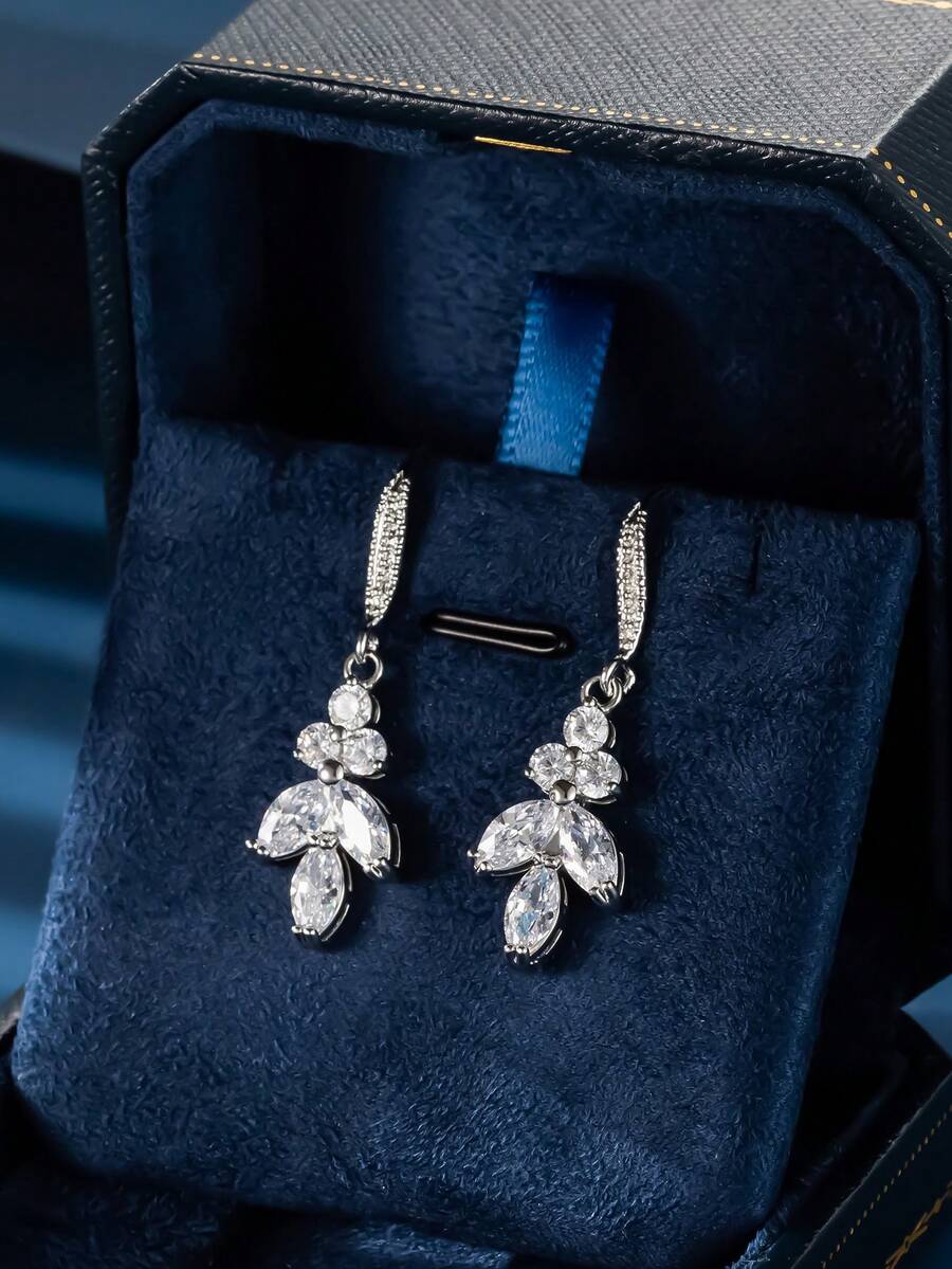 1對鑲有石頭的銅質馬眼形耳環,高端珠寶,時尚的耳掛,情人節禮物