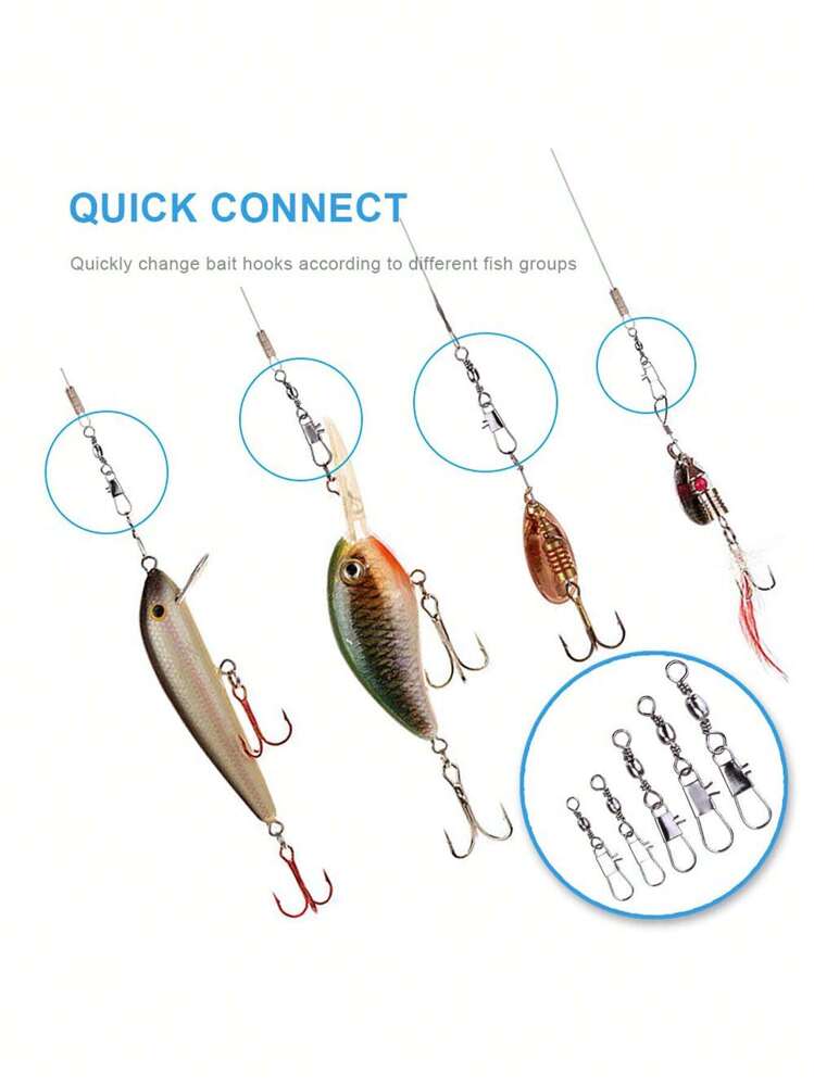 easy connect fishing hooks 50/200pcs Durable Fish Hook Connector With Barrel Swivel And Snap For  Freshwater And Saltwater Fishing, Premium Fishing Gear Equipment With Ball  Bearing Swivels Snaps Connector For Quick Connect Fishing Lures,Black  Nickel Copper