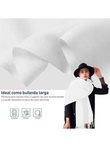 Bluelander Thick Winter Pashmina With Tassels, Windproof, And Fully Adjustable - White - View 4