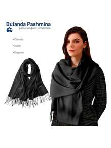 Bluelander Thick Winter Pashmina With Tassels, Windproof, And Fully Adjustable - Black - View 2