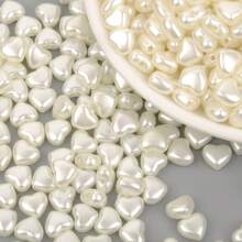 8mm白色愛心珠子50顆亞克力間隔珠,適用於珠寶製作diy手工手鏈項鍊配件 - 白色 - 查看 5
