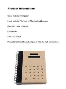 Libreta De Estudiante Multifuncional Con Calculadora Y Energía Solar, Regalo Portátil Creativo Y Conciso De Papelería De Papel Kraft - Marrón - Ver 7