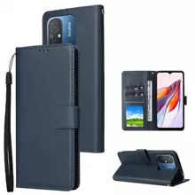 對應於小米Redmi 12C、11A、10、10A、10C、9、9A、9C NFC、9T、9AT、小米X5、X5 Pro、M5s、M3 Pro、C55、C31的藍色錢包式翻蓋手機殼，配有卡槽、相框支援功能，使用柔軟硅膠防撞材質 - 藍色 - 查看 12