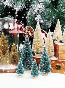12 cái Mini Cây thông noel Với Vải bố , Lụa Tuyết tùng , Nhà  Đồ trang trí , DIY Mini Vàng Cây thông noel - Vàng - Xem 4