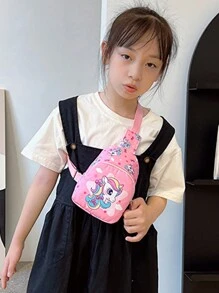 兒童包可愛女孩男孩小腰包,獨角獸精靈拉鍊,幼兒攜帶式外出旅行背包,可調節式兒童錢包 - 粉色 - 查看 2