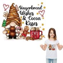 1張聖誕風格服裝裝飾熱轉印貼紙，包括卡通動物印花，高彈性，耐用性，防水性，適合家庭熨燙和DIY手工製作 - C6 - 查看 1