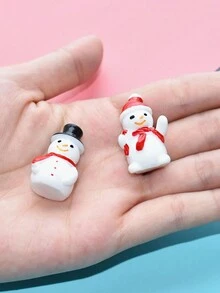 10pcs Christmas Decoration Mini Resin 3d Snowman Micro Landscape Desk Decor Diy Clay Accessories