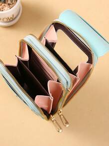 女士手機包觸控屏錢包皮帶手提包女式斜跨肩背包極簡小型手機袋,拉鍊卡套側背袋 - 綠色 - 查看 3