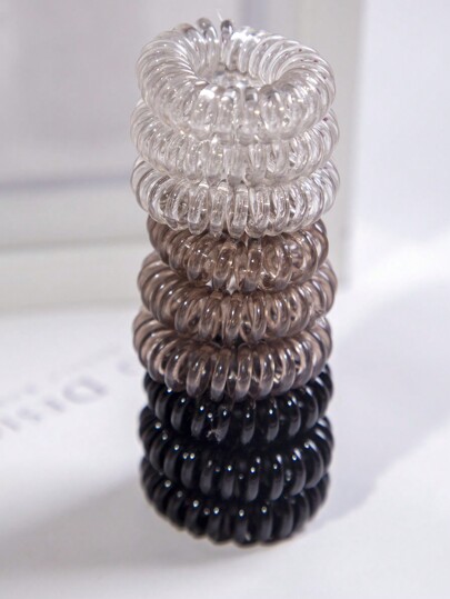 9pcs/Set Simple Traceless Black Spiral Hair Ties For Women's Daily Wear Casual Ponytail Holders Hair Elastics Hair Rubber Bands Scrunchies Hair Rope Elastic Hair Tie, Hair Bobbles