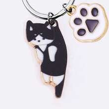1 件男女通用新款可愛貓形鋅合金背包鑰匙扣,具有滴油細節,是送給朋友、戀人和寵物愛好者的絕佳禮物 - 黑色 - 查看 3