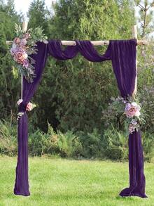 1片340*90cm深紫色紗簾,桌旗,生日派對,婚禮裝飾桌布,婚禮拱形裝飾