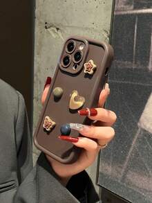 Carcasa trasera de pegatina de bambú de color café compatible con iPhone - Multicolor - Ver 2