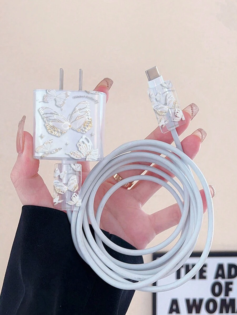 Apple Bộ sạc Vỏ bảo vệ , 20/18W Bộ sạc Bảo vệ lột vỏ , Loại bướm Charging Cable Bảo vệ Tay áo - trắng - Xem 1