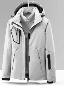 Outdoor 3-in-1 Men's Windproof Waterproof Breathable Warm Mountaineering Jacket With Removable Fleece Liner