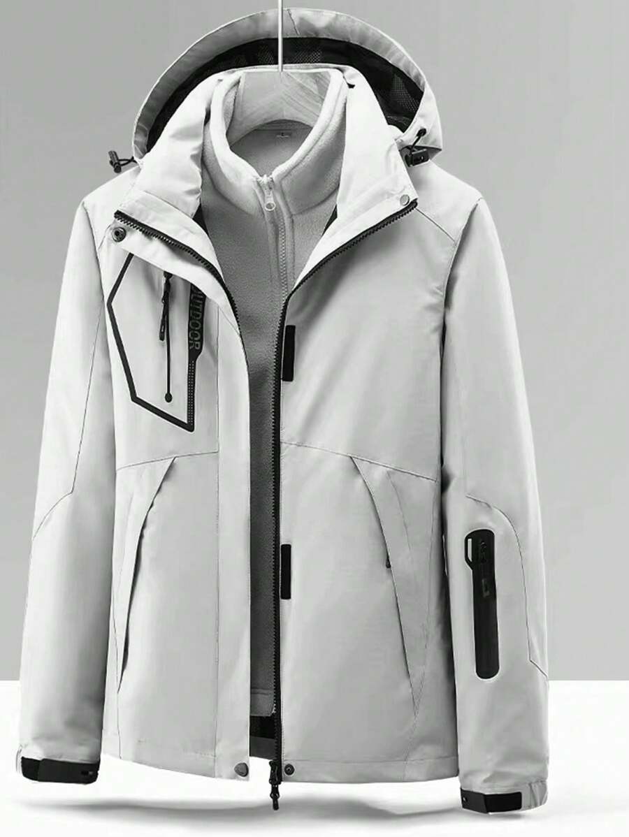 Outdoor 3-in-1 Men's Windproof Waterproof Breathable Warm Mountaineering Jacket With Removable Fleece Liner