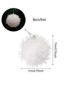 6pcs White Glitter Foam Ball Christmas Ornaments, Used For Christmas, Wedding, Festival Party Decoration Ball - White - View 3