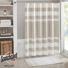 Madison Park Shower Curtain, Waffle Weave, Pieced Design Fabric Shower Curtain With 3M Scotchgard Moisture Management, Premium Spa Quality Modern Shower Curtains For Bathroom - Taupe - View 3