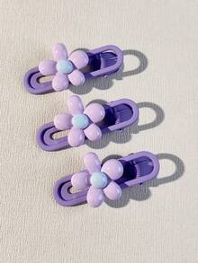 3入組紫色花朵女性髮夾